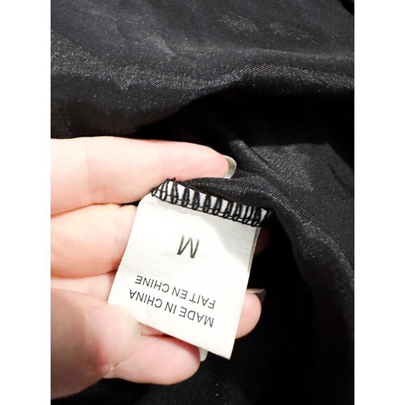 Satin Lace V Neck Sheer Lingerie Slip Dress Black Womens Medium - Picture 5 of 7